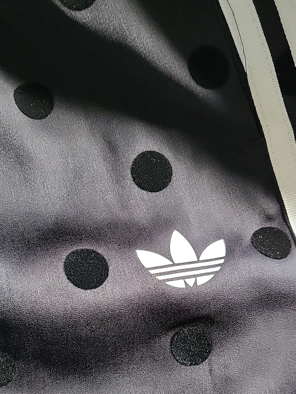 Adidas Adicolor Satin Polka Dots Wide Leg Pants Womens size L XL 2XL Black - Picture 6 of 7